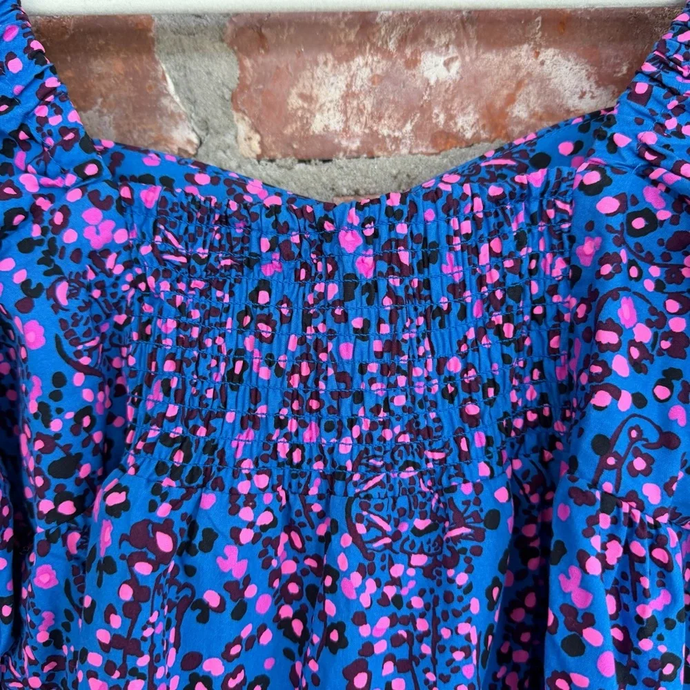 Lilly Pulitzer Preslee Babydoll Top Blue Flare Growl & Prowl‎ Size 2